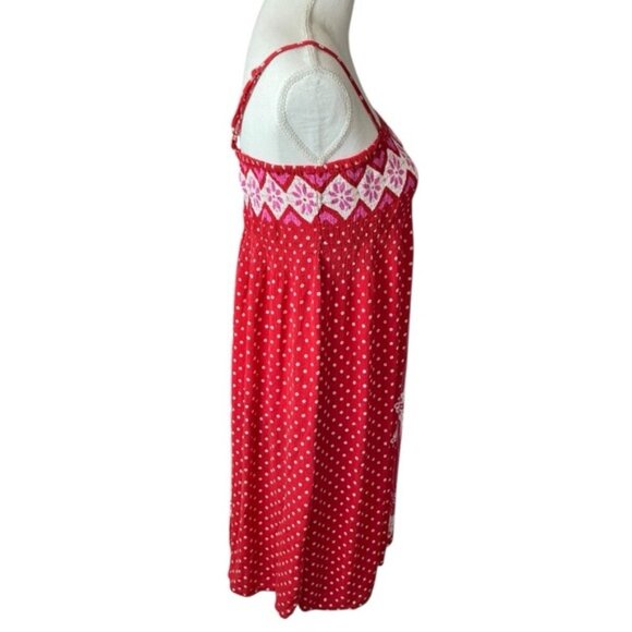 Sundress Boho Breezy Stretchy Smocked Bodice Indian Gauzy Material Red Pink OS - Picture 3 of 16